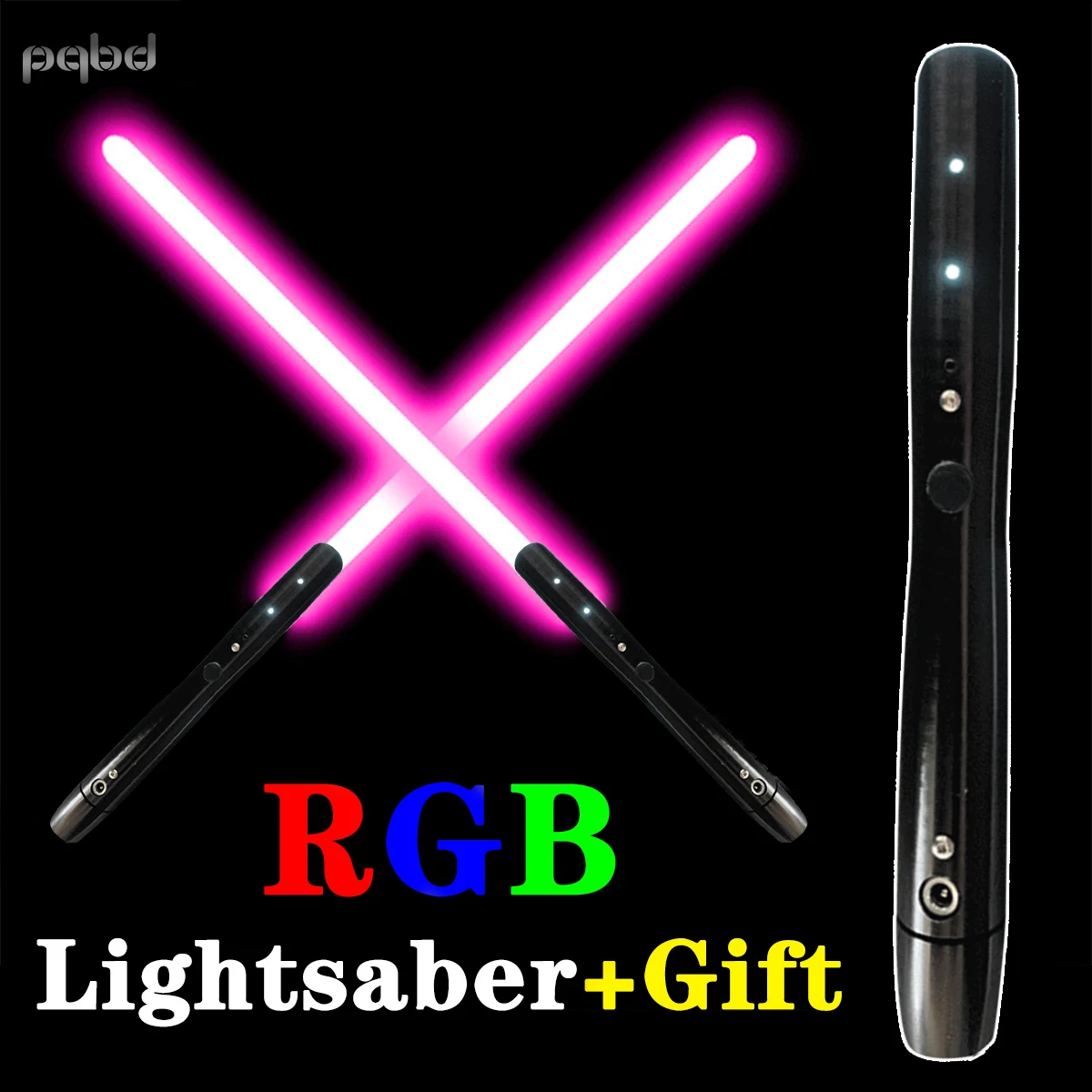 

pqbd Lightsaber RGB Metal Hilt Cosplay LED Jedi Laser Sword Custom Engraving Saber Sound Effect Children's Luminous Toy Gift