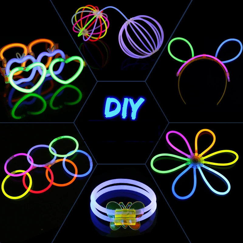 Barras de luz fluorescente Multicolor, collar luminoso de ne&oacute;n, pulseras para concierto, evento, suministros de decoraci&oacute;n festiva para fiesta-1