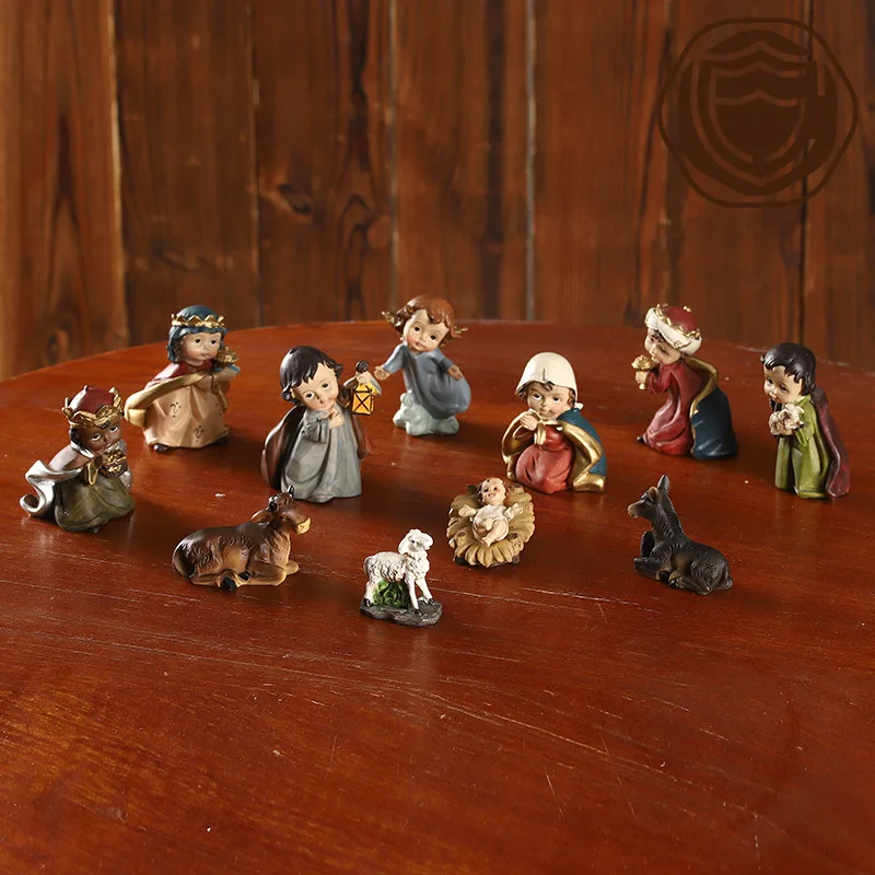 

11pcs Jesus Birth Religious Nativity Figurine Manger Group Resin Statue Child Doll Christmas Church Friendship Gift Home Decor