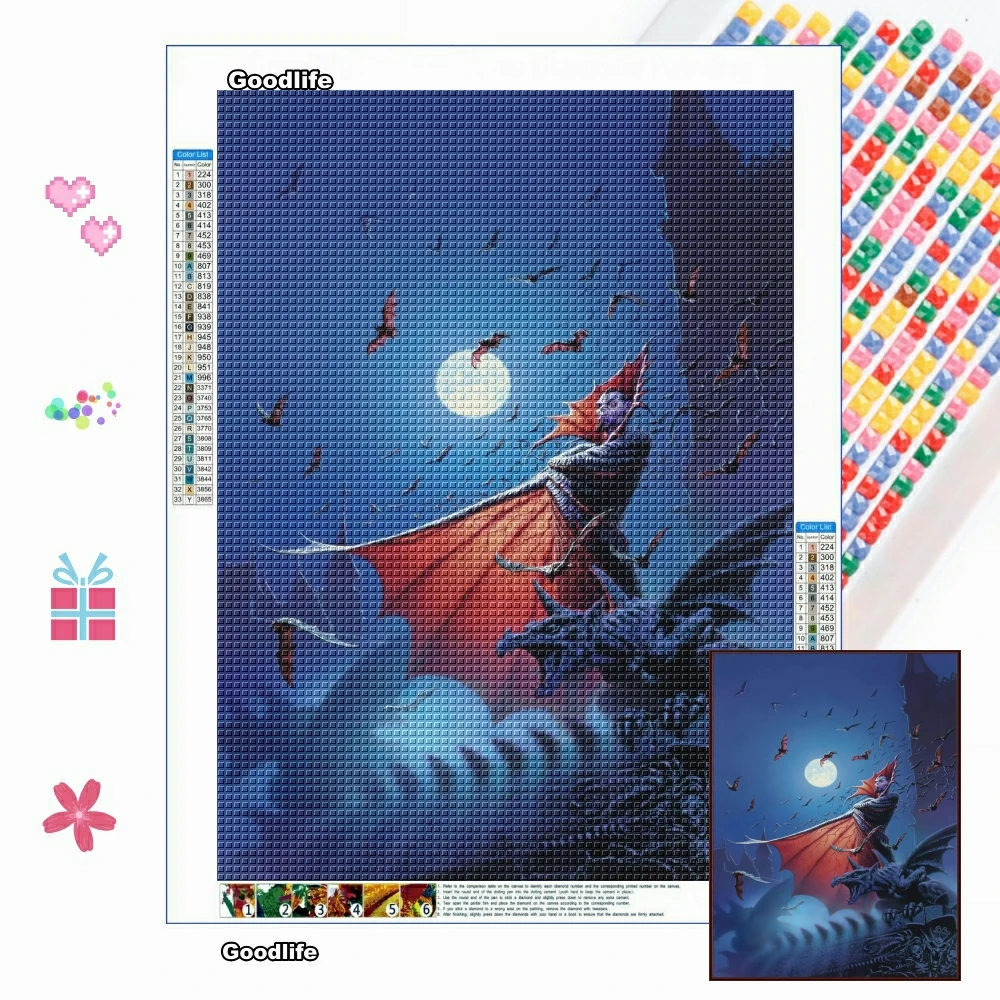 

5D DIY Diamond Painting Dragon And Demon Mosaic Embroidery Full Drill Cross Stitch Kits Art Handicraft Rhinestone Home Decor