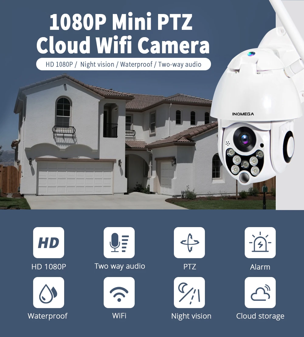 INQMEGA 1080P PTZ IP камера Wifi наружная скорость купольная видеокамера с Wi-Fi панорамирование наклона 4X цифровой зум 2MP Netwerk CCTV наблюдения