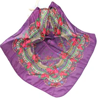 luxury besigner new fashion style russian ethnic pattern women acrylic small scarf handkerchief scarf 80cmx80cm hijab shawl
