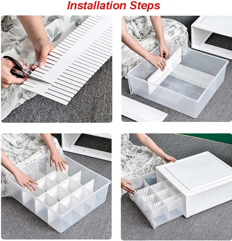 

4pc Adjustable Plastic Storage Partition Board Drawer Divider Storage Free Combination Partition Space-saving Underwear Organize