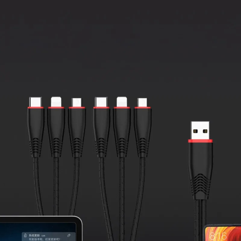 6 в 1 мульти зарядный кабель Тип C Micro USB для IPhone зарядное устройство 2 м/6