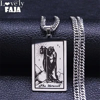 tarot the hermit stainless steel wicca necklace chain womenmen sliver color necklace jewelry collar acero inoxidable nxh380s03