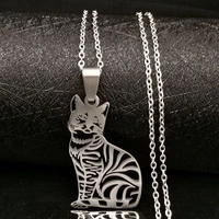 necklaces for women stainless steel animal cat pendant never fade cuban link chain bosnian lovers jewelry gift wholesale choker