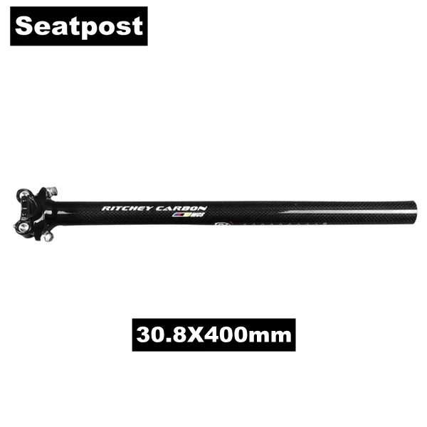 Seatpost 30.8X400mm Глянцевое углеродное волокно руль Bik MTB руль набор горный велосипед руль+ подседельный штырь+ стержень+ Бар Конец XXX велосипедные части - Цвет: Seatpost 30.8X400mm