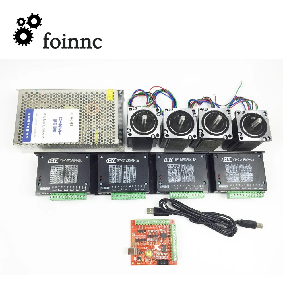 

CNC system control system kit,1pcs Red Flying Eagle board+4PCS Microstep Driver DIV268+4PCS Stepper Motor+1PCS 360w Power supply