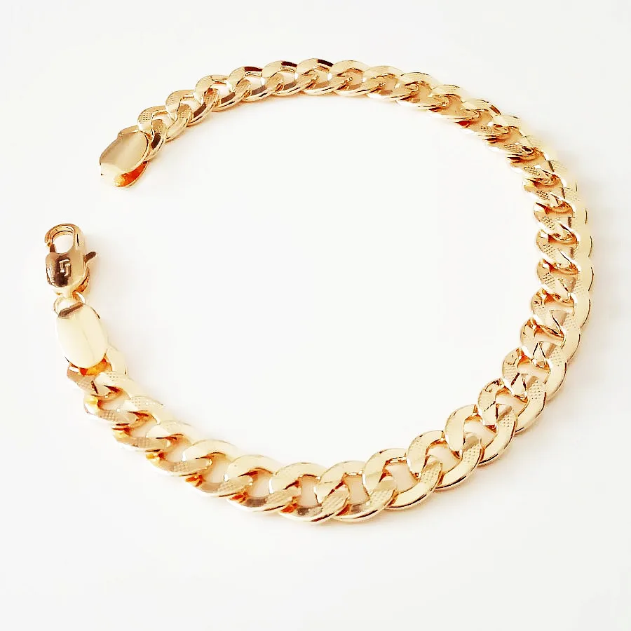 Elegant Men Bracelet Jewelry Luxury Rose Gold Color Hand Catenary Link Bangle 22CM Long 7MM Bracelets | Украшения и аксессуары