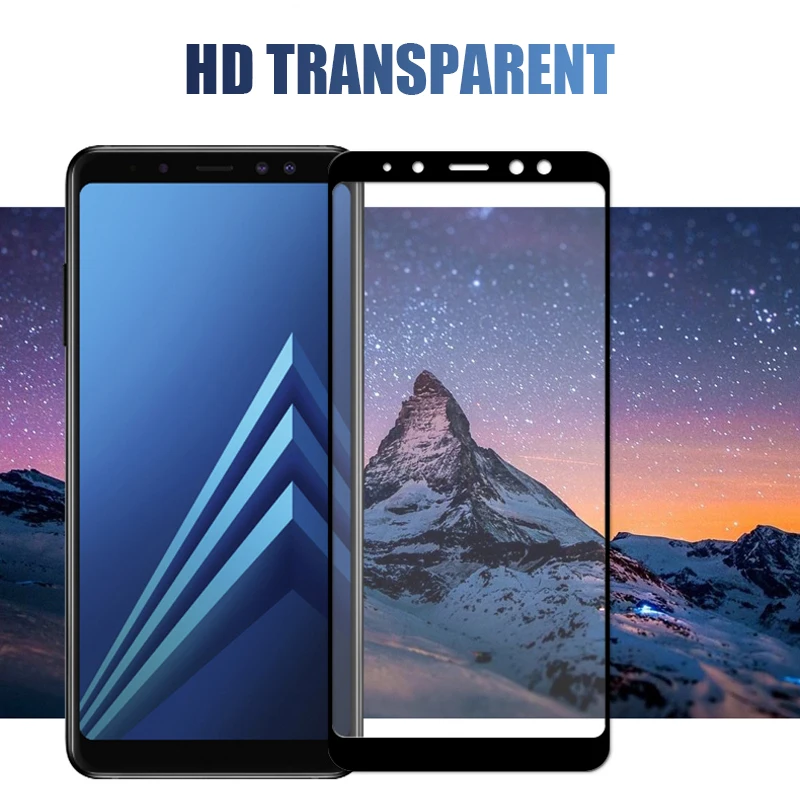 Защитное стекло HJXRHGAL с черной рамкой для Samsung Galaxy A6 9/Plus J2 8/Plus|Защитные стёкла и