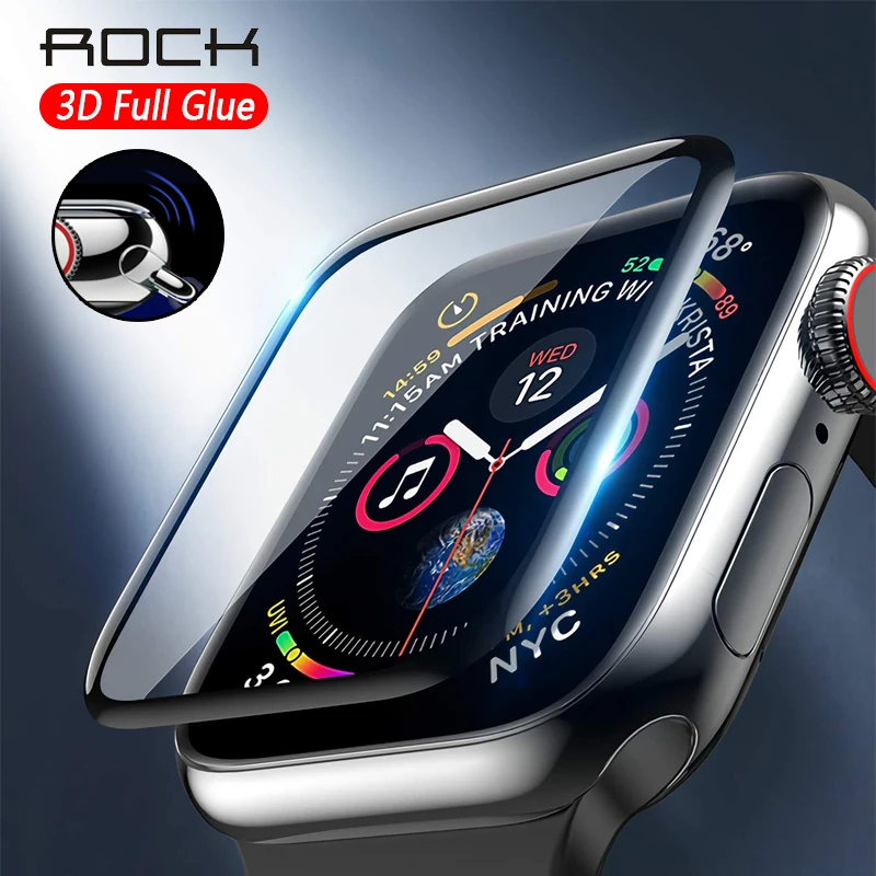 ROCK для iWatch 4 5 40 мм 44 закаленное стекло 3D полное клеевое Защитное Apple Watch 3 2 1 38 42