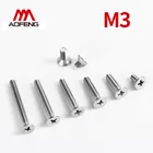 Винты M3 304 из нержавеющей стали с потайной головкой, М3*4 8 10 12 20 22 30 40 50 мм, винты с плоской головкой Phillips GB819