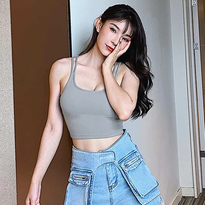 

Sleeveless Women Yoga Vest Workout Tank Top Gym Trainning Fitness With breast pad Yoga shirt Cross Beautiful Back Yoga Tops