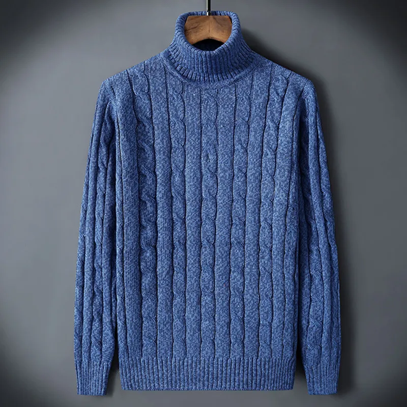 

Мужской свитер с высоким воротом, вязаный свитер с высоким воротом, свободный зимний Корейский модный толстый теплый свитер