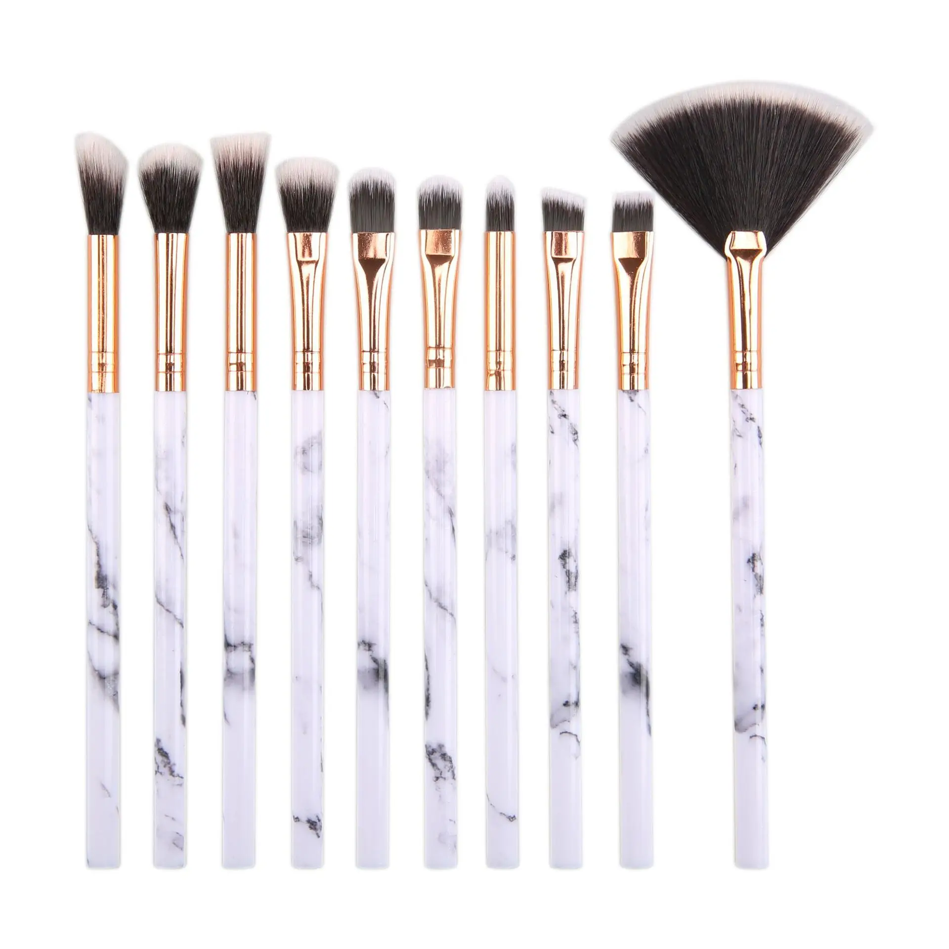 

10 Marble Eye Brushes Makeup Brush Set Eye Shadow Beauty Tools Simple and Durable Wooden Handle Rayon