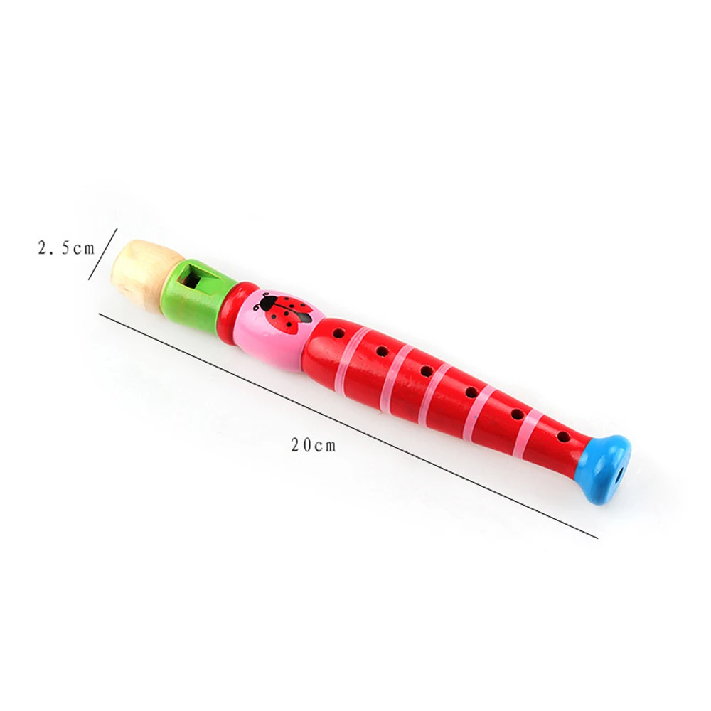 

1pcs Kids 6-Hole Piccolo Colorful Wooden Toys Trumpet Buglet Hooter Bugle Flutes Toys For Children Cartoon Educational Music Toy