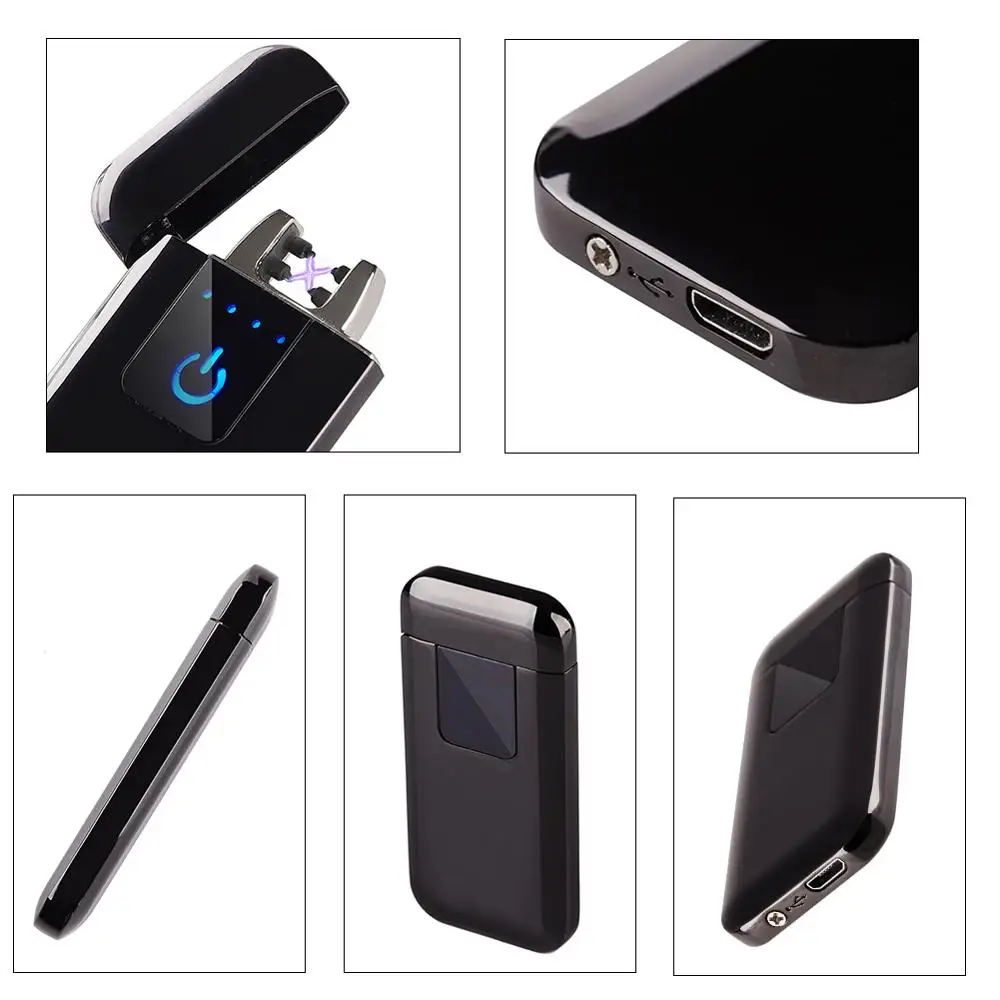 Супер тонкая Электронная зажигалка плазменная USB Зажигалка для сигарет курить может выгравировать логотип