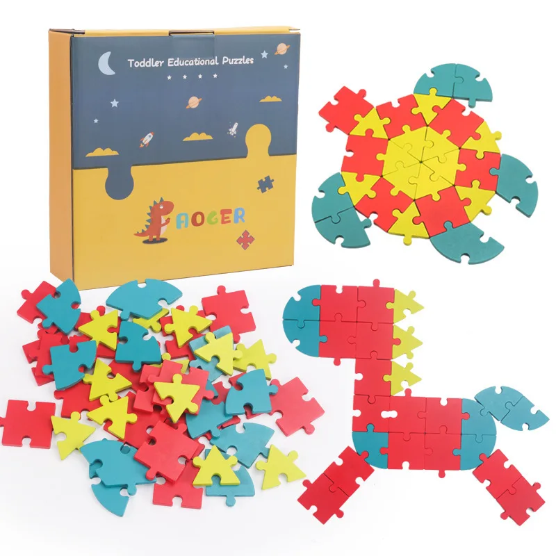 

40pc Montessori Buckle Creative Fun Jigsaw Puzzle Children's Early Education Puzzle Geometric Puzzle Alphanumeric Cognitive Toys