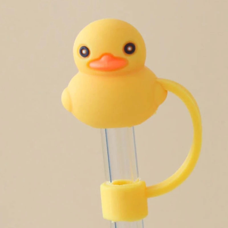 

Silicone Material Universal Glass Straw Plug Cap Cute Duck Shape Cartoon Style Straw Cap Dust Plug Accessories