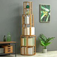 bamboo rotating bookshelf simple storage shelf modern multi layer floor student bookcase home improvement