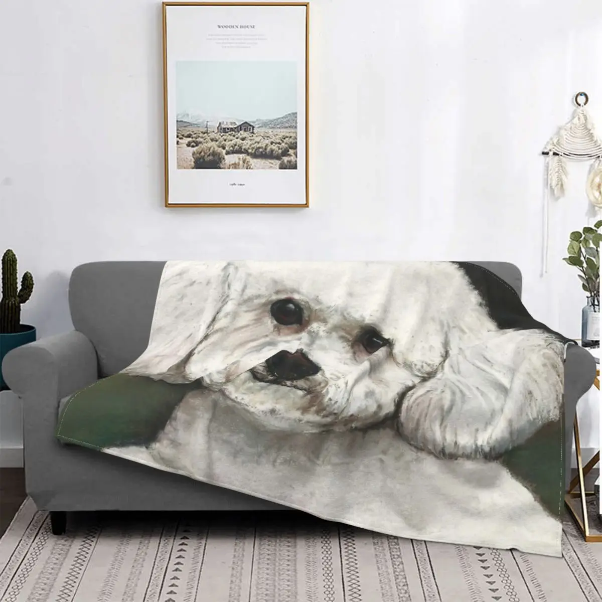 

Bichon Frise-colcha a cuadros para cama