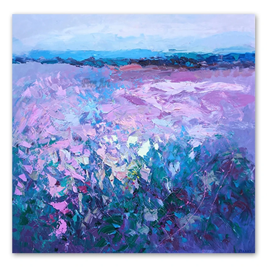 

100% Handmade Abstract Purple Flowers Canvas Oil Painting Wall Art Picture For Living Room Aisle Modern Home Decor Unframed