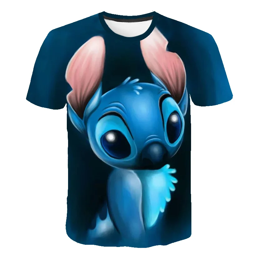 3D Lilo Stitch одежда для девочек розовая детская футболка Kawaii аниме мальчиков