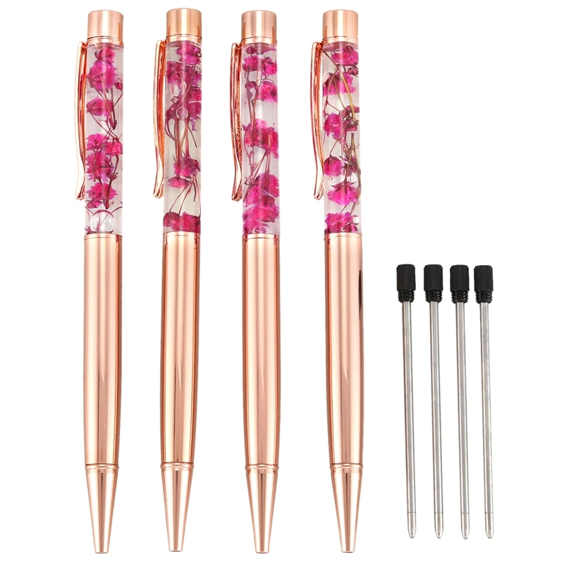 Новинка-сухая Цветочная шариковая ручка динамическая жидкая металлическая