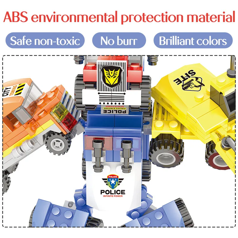 570pcs Building Blocks City Robot 8in1 Transformed Police Car Ambulance Engineering Vehicle Bricks Toys for Boy | Игрушки и хобби