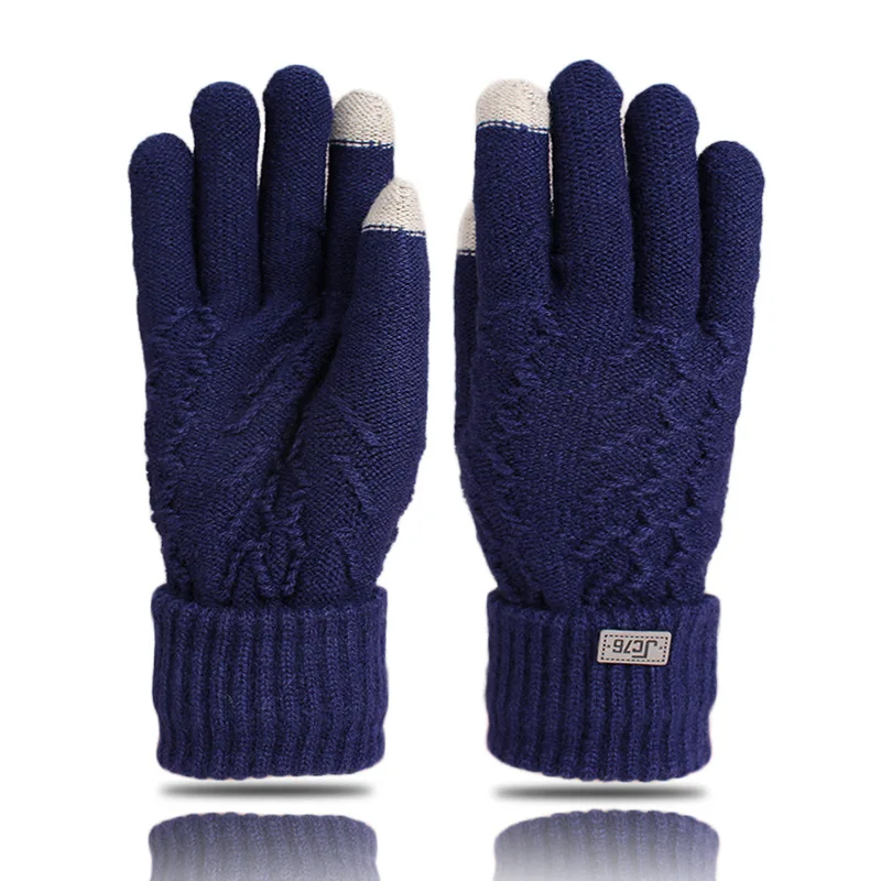 

Driving Gloves Women Winter Knitting Thickening Men Flannel Leather Touch Screen Gloves For Women Military Mittens Handschoenen