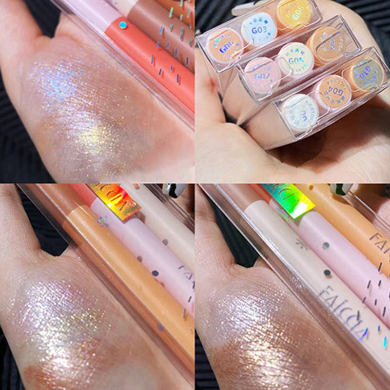 3 шт./компл. яркие алмазные тени для век ручка Перламутровые стойкие водостойкие