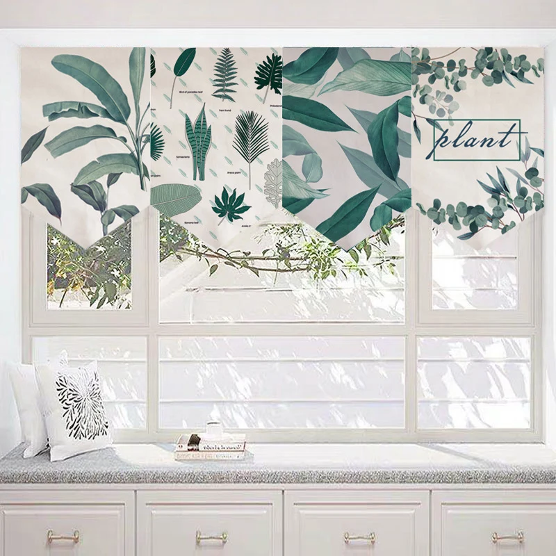 

Japanese Short Triangle Flag Curtains Nordic Green Plant Kitchen Restaurant Shop Window Partition Fengshui Decor Hanging Curtain