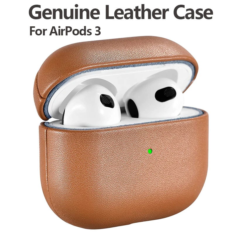 

Чехол из натуральной кожи для AirPods 3, роскошный защитный чехол из натуральной кожи для AirPods 3-го поколения 2021, аксессуары для наушников