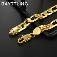 bayttling 8 inch silver color 6mm goldsilver side figaro chain bracelet for woman man fashion glamour party jewelry gift