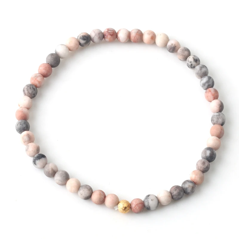 Браслет для пар натуральный камень розовая Зебра искусственное золото серебро