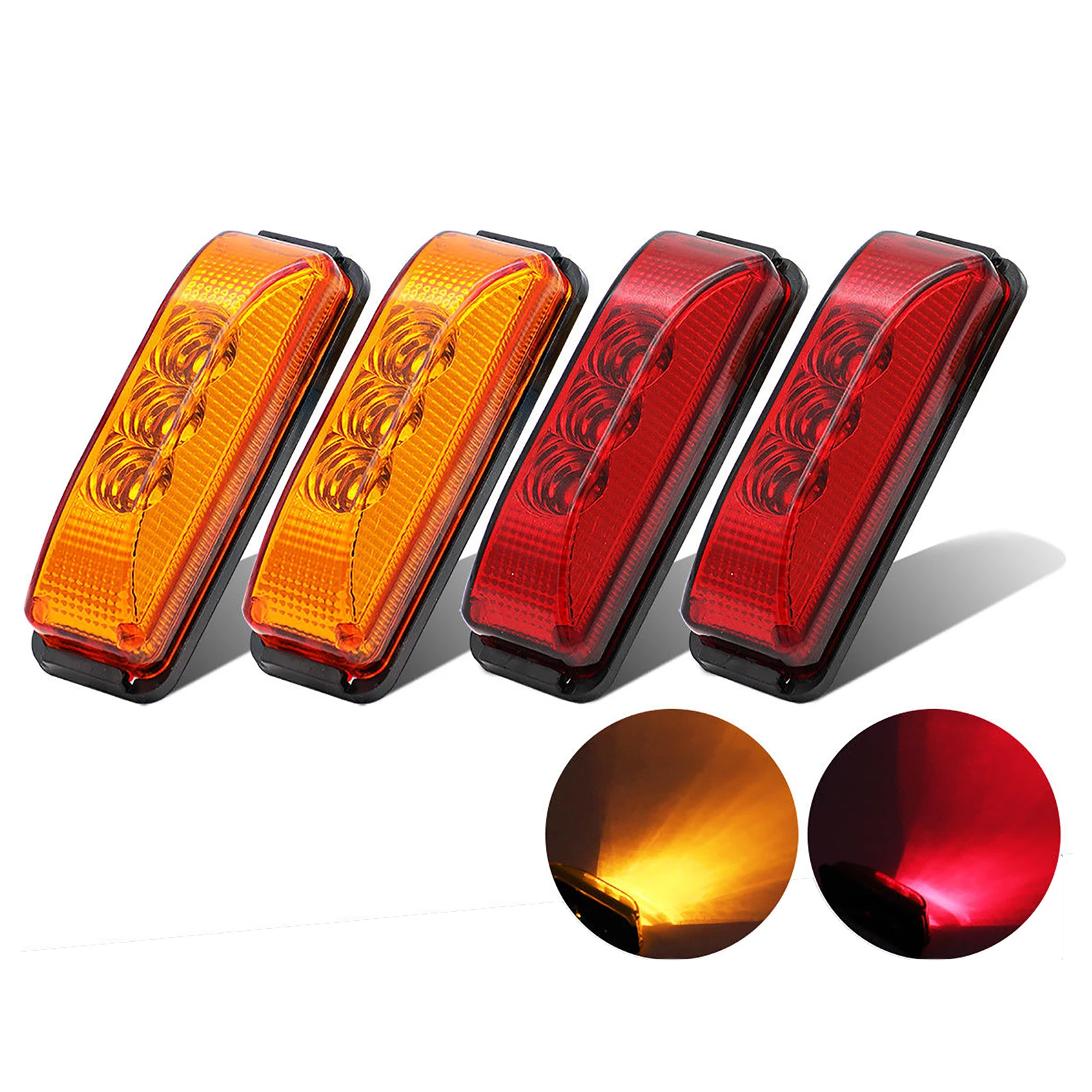 12/24V 3.9&quot Red+White+Yellow Car Lorry Side Marker Waterproof Trailer Truck Pickup side Indicators lights Warning Lights |