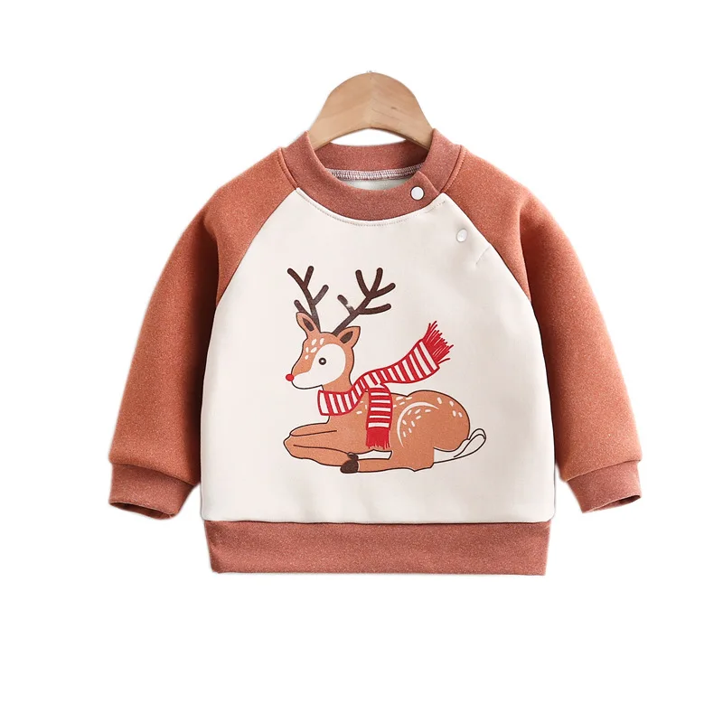 

Toddler Boys Girls Christmas Sweatshirts Velvet Warm Hoodies For Boys Infant Baby Fall Winter Cartoon Pullover Clothes C0041