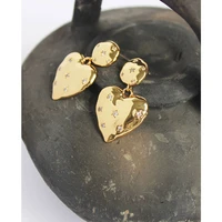 dangle earrings for women 2021 star heart zirconia jewelry woman stud earring round gold plated filled bijouterie silver 925