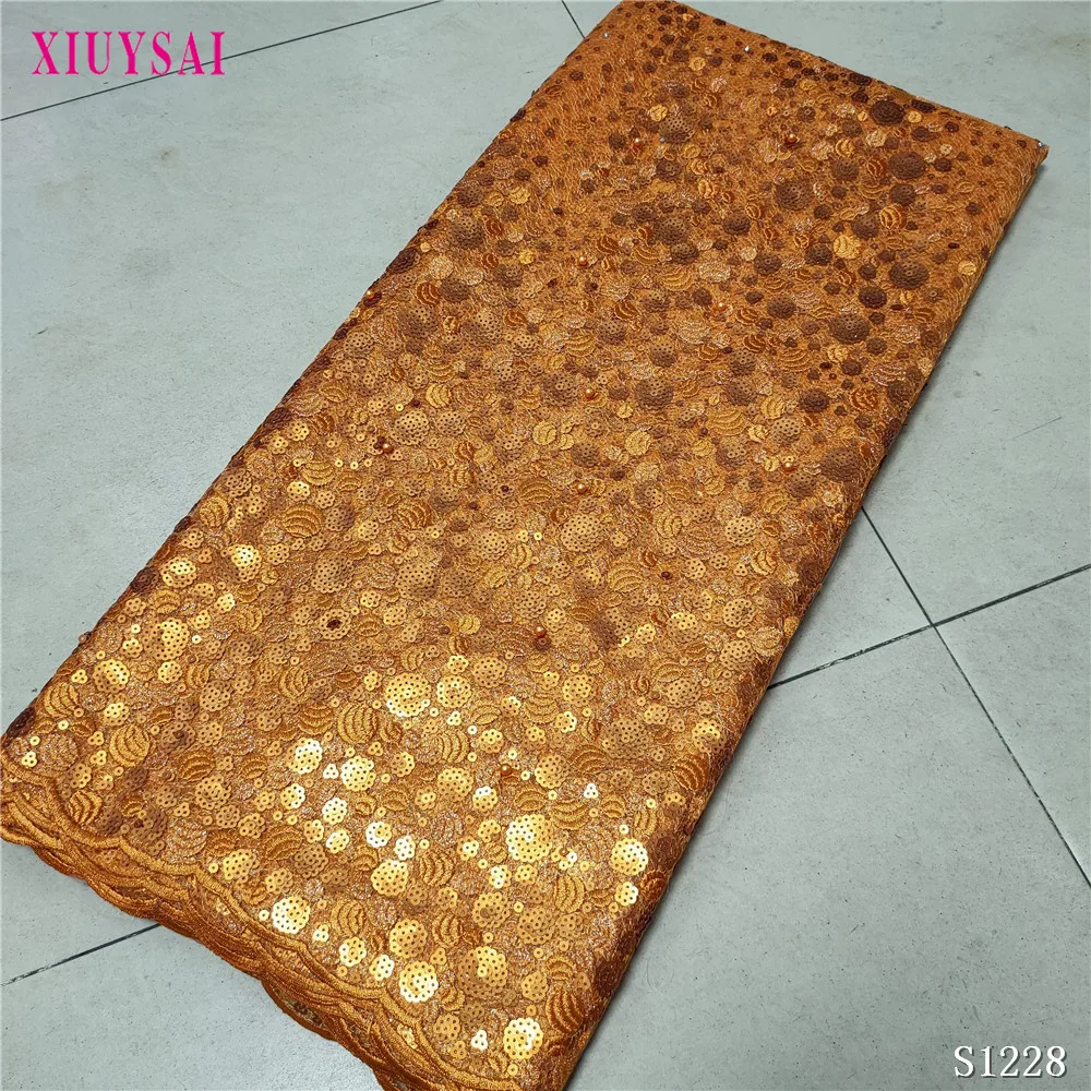 

New Sequin Lace 2020 Latest Bridal Materials Dresses Fabric Sequence Lace for Nigerian Party Wedding P1228