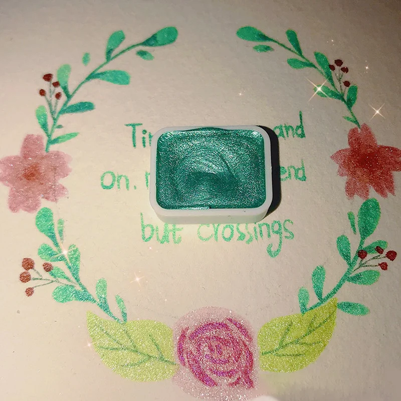 

Pearlescent solid watercolor paint set art gouache painting for school children's artist painting luminous drawing supplies