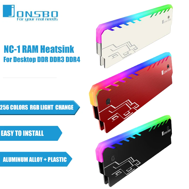 Jonsbo Ram Memory Radiator NC-1 RGB Light 256 Color Heat Sink Cooler Vest Thermal Pads For Desktop DDR DDR3 DDR4 Computer | Компьютеры и
