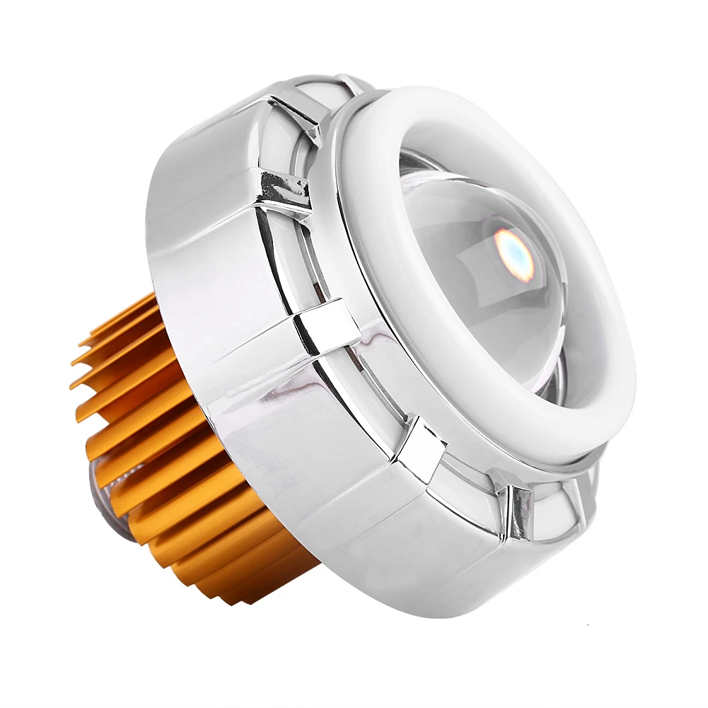 

Motorcycle LED Headlight Projector Lens Dual Angel & Devil Eye Round Blue/White Motorcycle LED Headlight