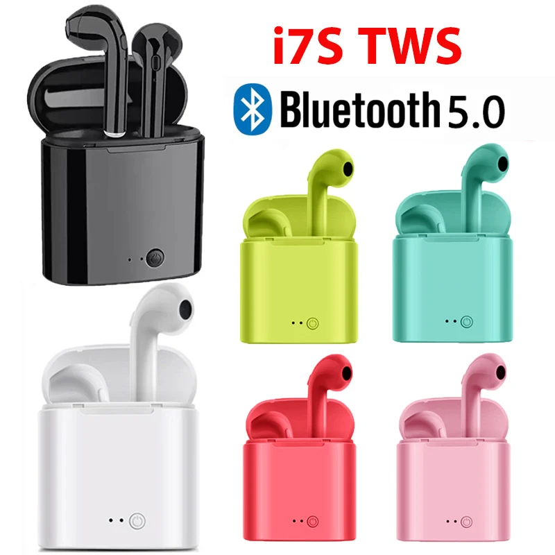 Новинка i7s tws Bluetooth наушники красные розовые беспроводные спортивные вкладыши