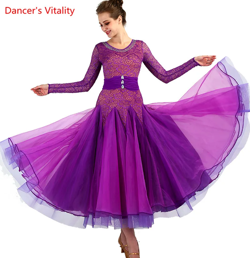 Custom made Ballroom Dance Round neck Dresses Competition Standard Dress Ladies Waltz Ball Gowns Women's | Тематическая одежда