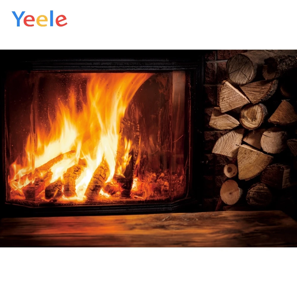 Рождественский деревянный пол камин огонь ребенок день рождения фон фотография