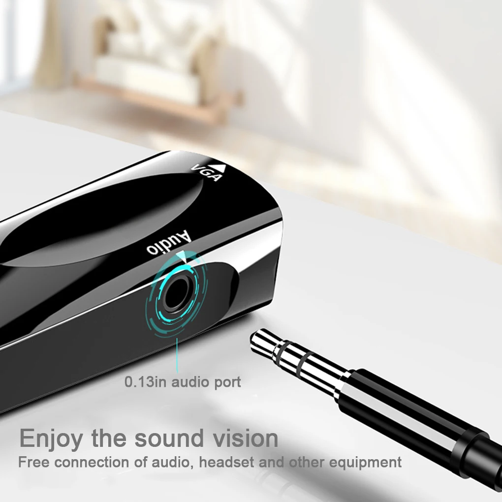 HD-VGA адаптер конвертер для домашнего офиса Мужской и Женский видео с 3 5 мм аудио