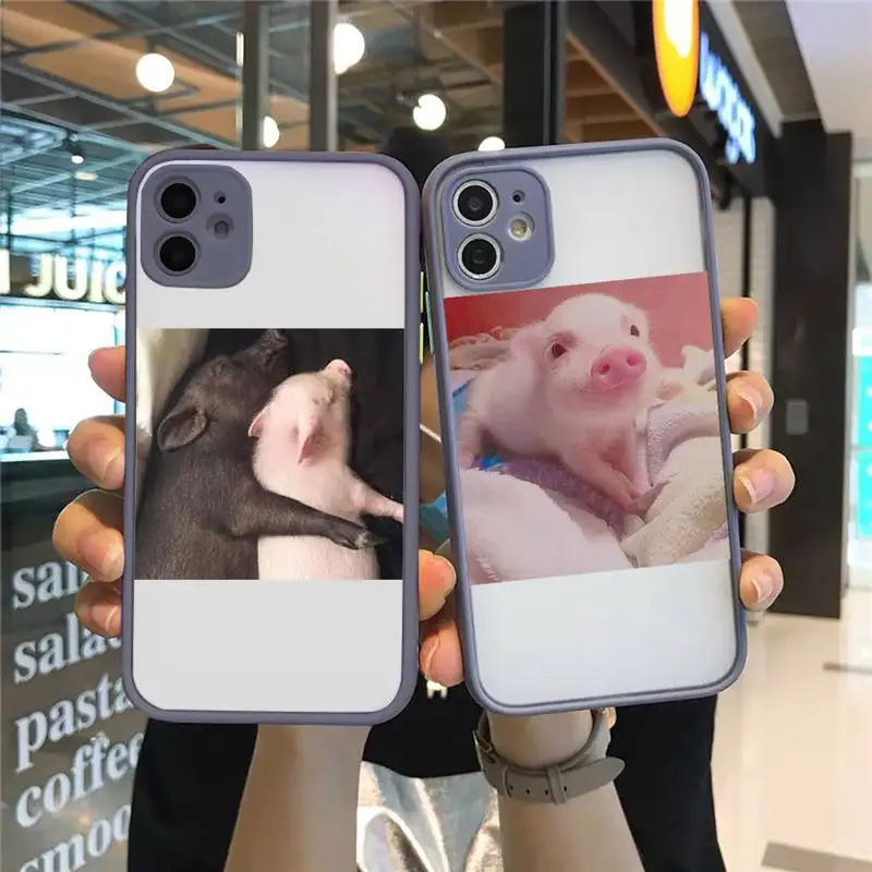 

Funny Cartoon Pig clear Phone Case Matte Transparent for iPhone 7 8 11 12 s mini pro X XS XR MAX Plus cover funda