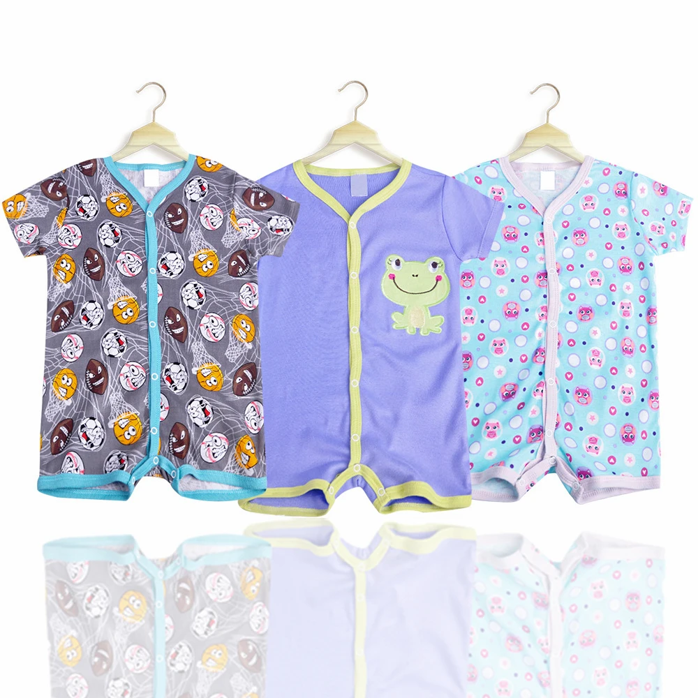 3 шт./лот боди для новорожденных с коротким рукавом и случайным рисунком одежда