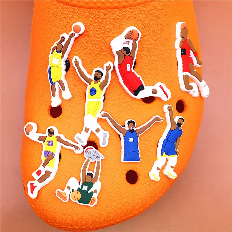 Drop Shipping 1pcs Basketball All-Star Shoe Charms Accessories Westbrook Embiid PVC Shoes Buttons Curry Sandals Charm Decoration