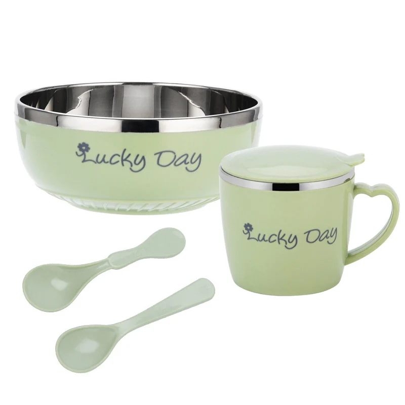 Cuenco de alimentaci&oacute;n para Beb&eacute; y Ni&ntilde;o, vajilla de acero inoxidable para suplemento alimenticio, cuenco de alimentaci&oacute;n s&oacute;lido, taza de agua para beb&eacute;, juego de cuencos de alimentaci&oacute;n-2